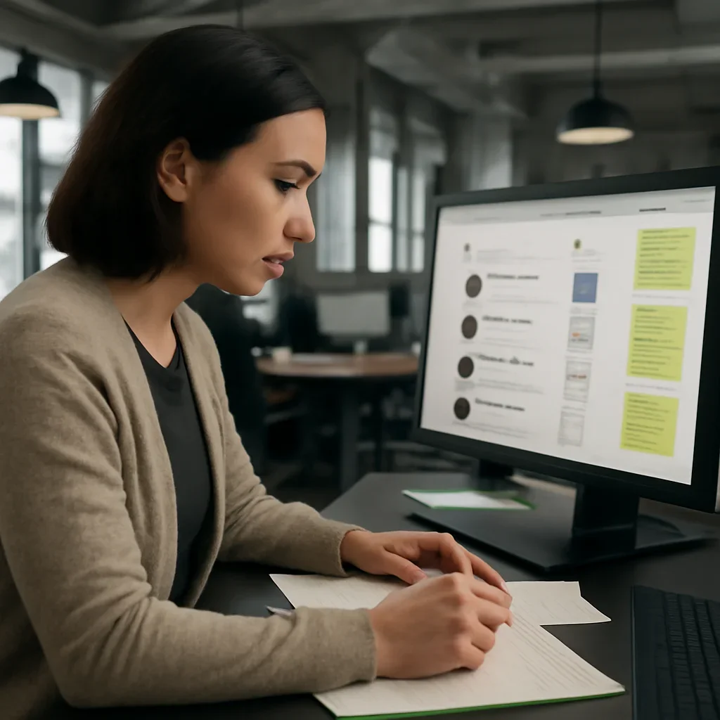 Team member reviewing requests, follow-up notes, and page details related to author directory