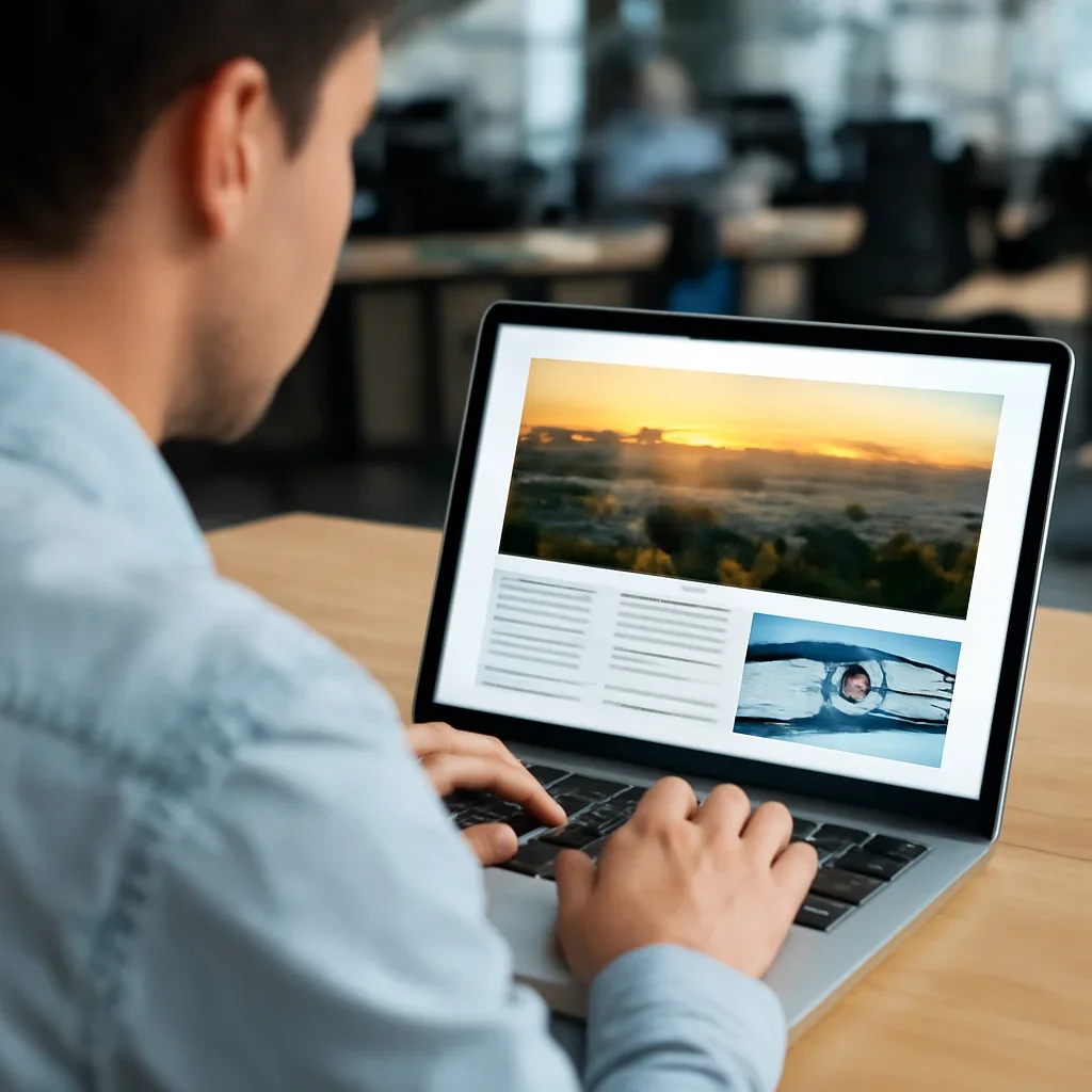 Reader continuing from best israel newsletters into related Israel coverage on a laptop