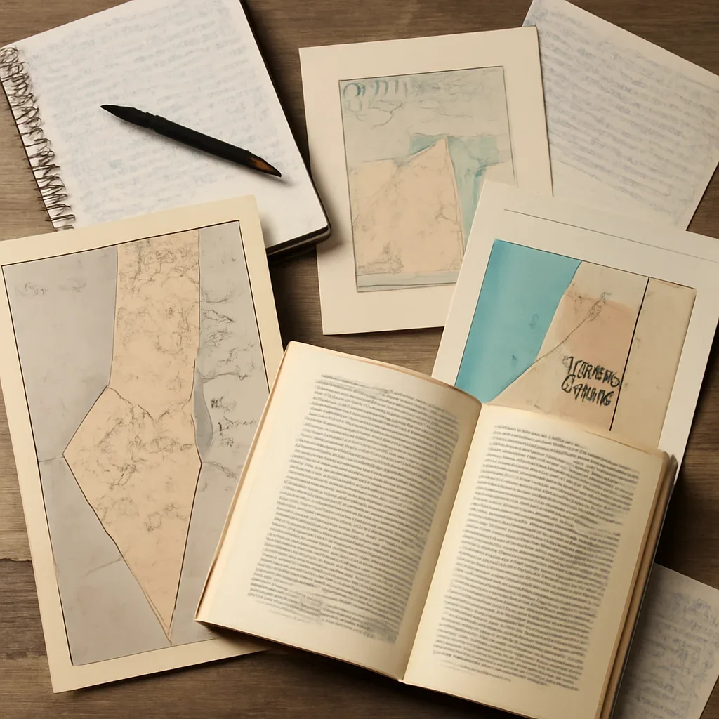 Notes, maps, and reading materials arranged for a guide about west bank terminology israel