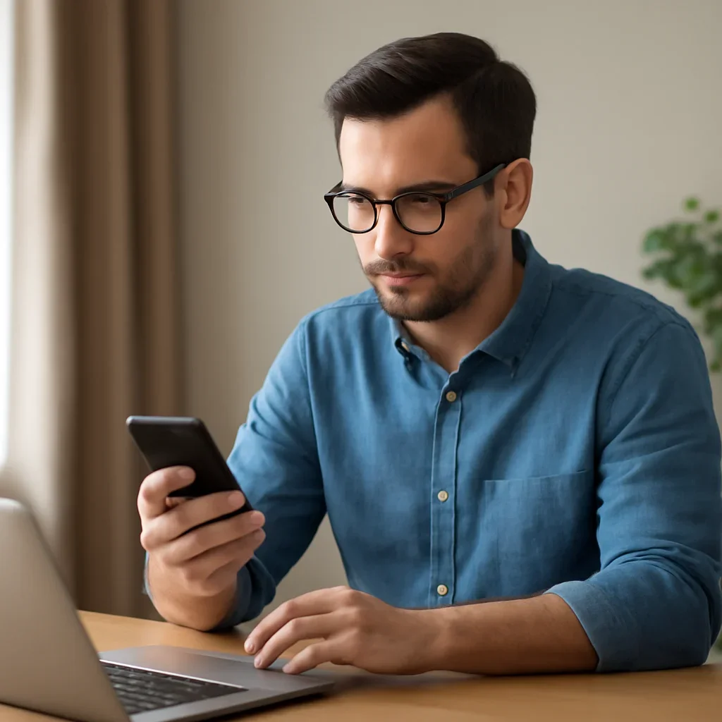 Reader using a phone and laptop to keep up with Israel coverage after reading about startup nation explained