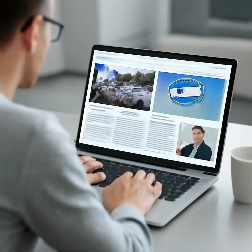 Reader continuing from diaspora into related Israel coverage on a laptop