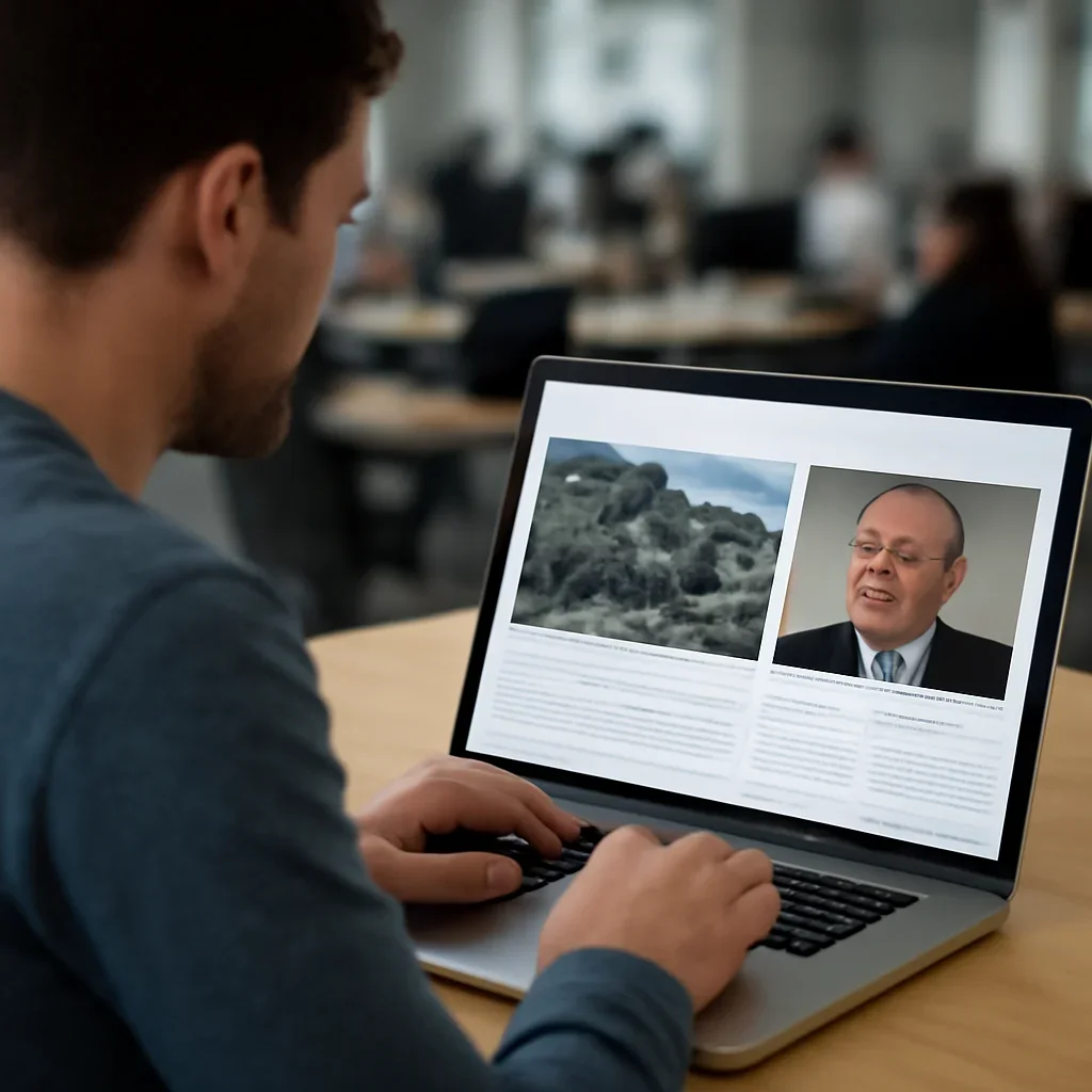 Reader continuing from gaza into related Israel coverage on a laptop
