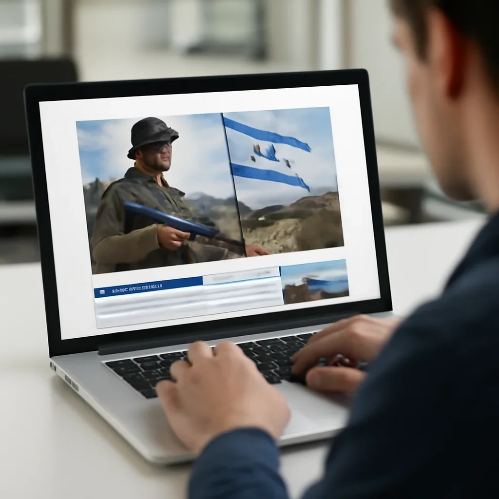Reader continuing from idf into related Israel coverage on a laptop