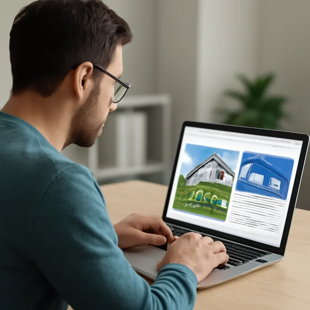 Reader continuing from real estate into related Israel coverage on a laptop