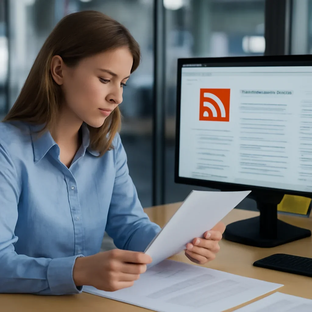 Team member reviewing requests, follow-up notes, and page details related to rss feed directory