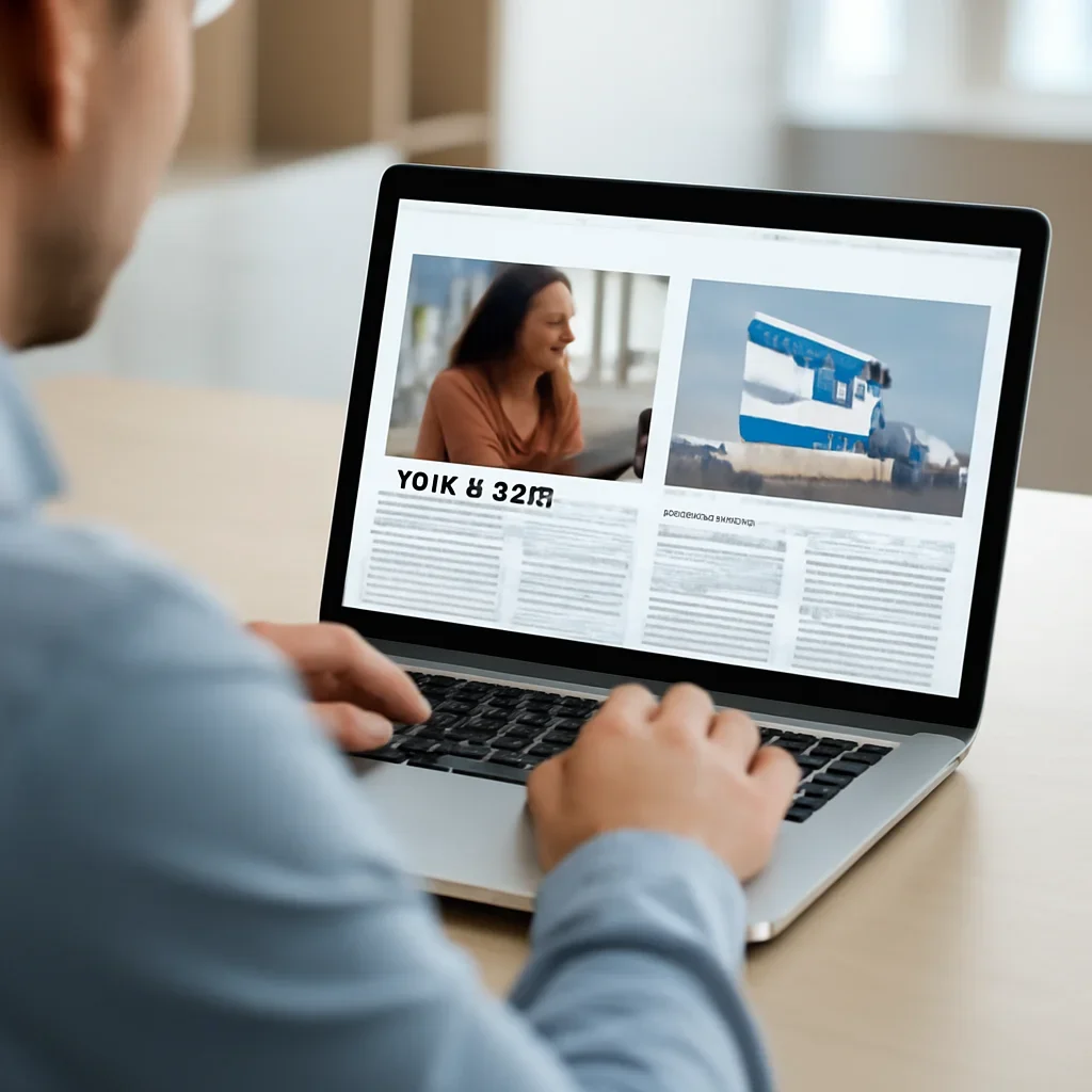 Reader continuing from solutions into related Israel coverage on a laptop