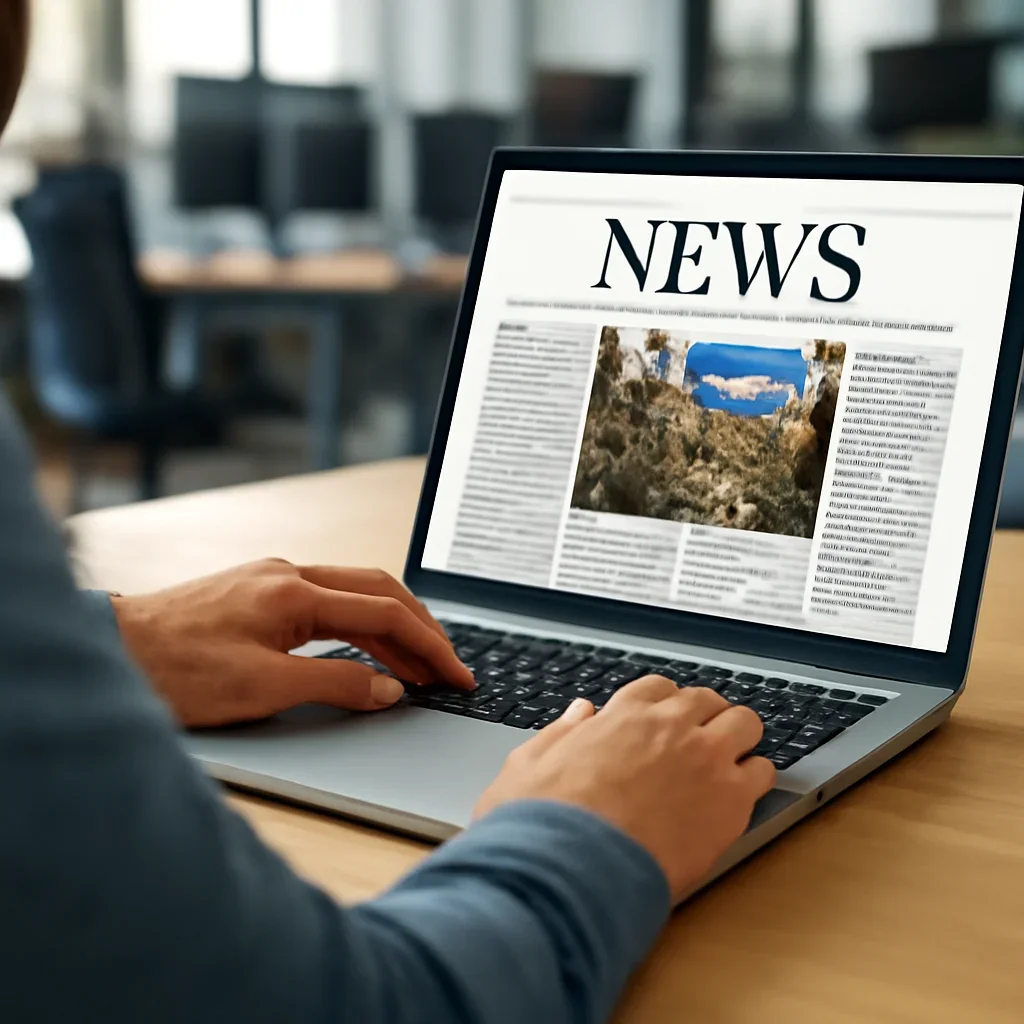 Reader continuing from for readers into related Israel coverage on a laptop