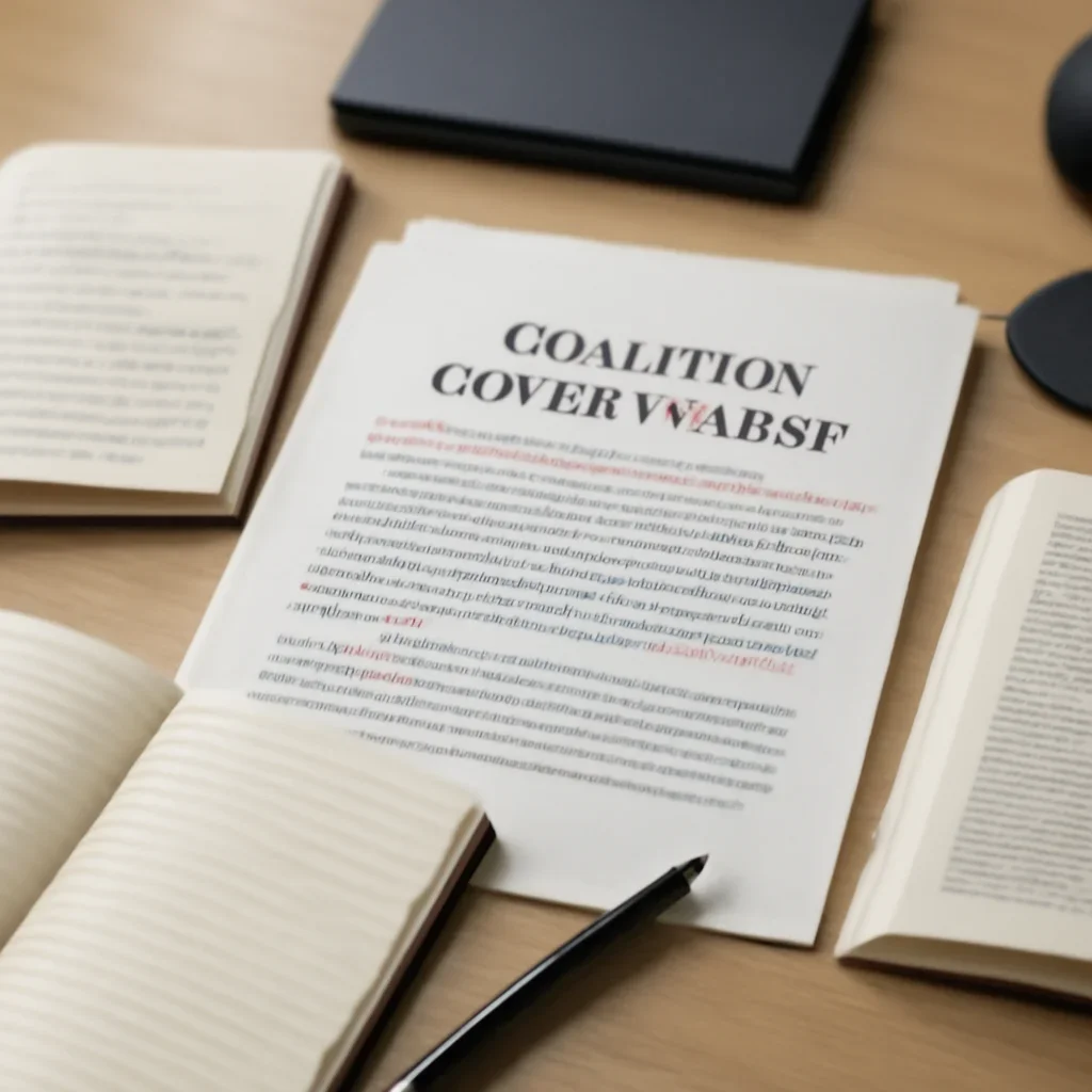 Reporter desk with notebooks, marked-up copy, and reference material for coalition government topic hub